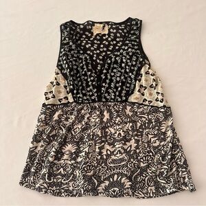 Akemi + Kin Anthropology Women’s Cotton Multi-print Embroidered Top Size Small